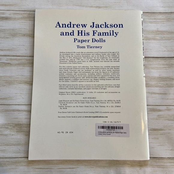 - Andrew Jackson and His Family Paper Dolls by Tom Tierney 2001 VINTAGE UN… - Picture 2 of 7